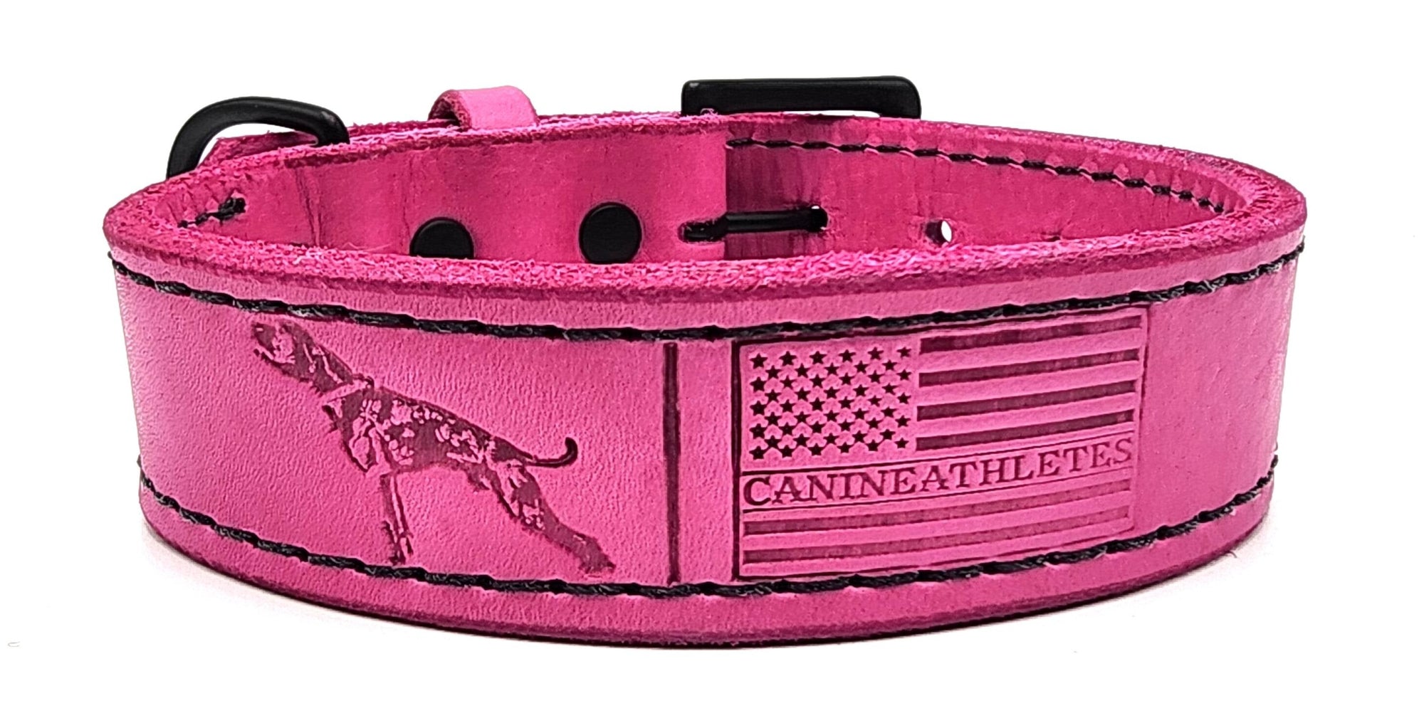 Canine Athletes x TGR Hot Pink Leather Working Dog Collar