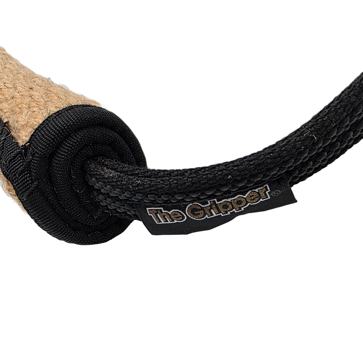 the-gripper-company-jute-bite-stick-single-handle-training-reward-dog-toy-closeup
