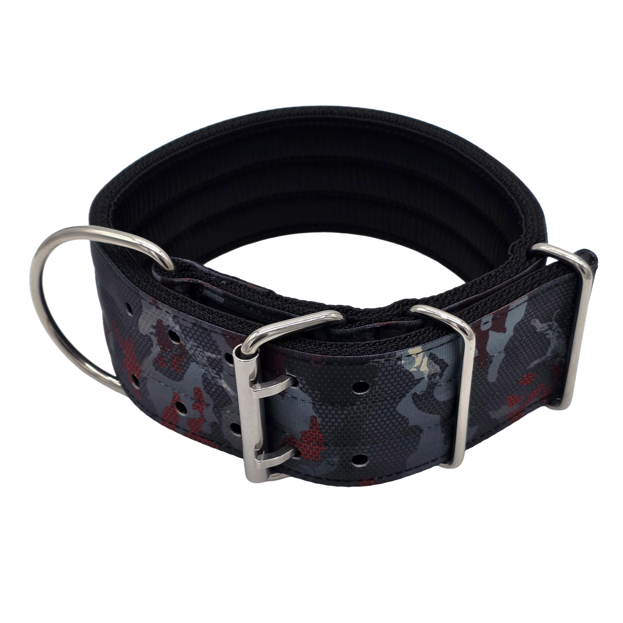 canine athletes elite max x2 comp 2.75 inch wide working dog collar black crimson camo above