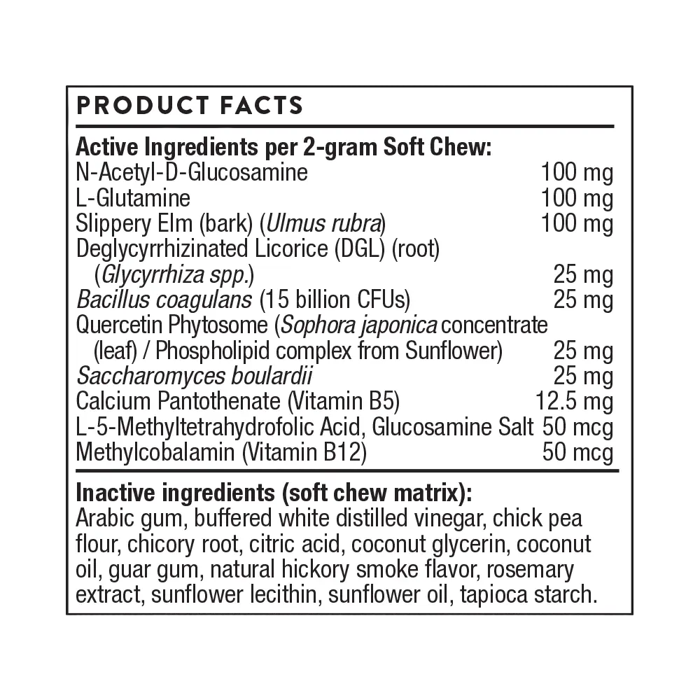 ThorneVet Gut Health Formula Vitamin Supplement Pills For Dogs Product Facts