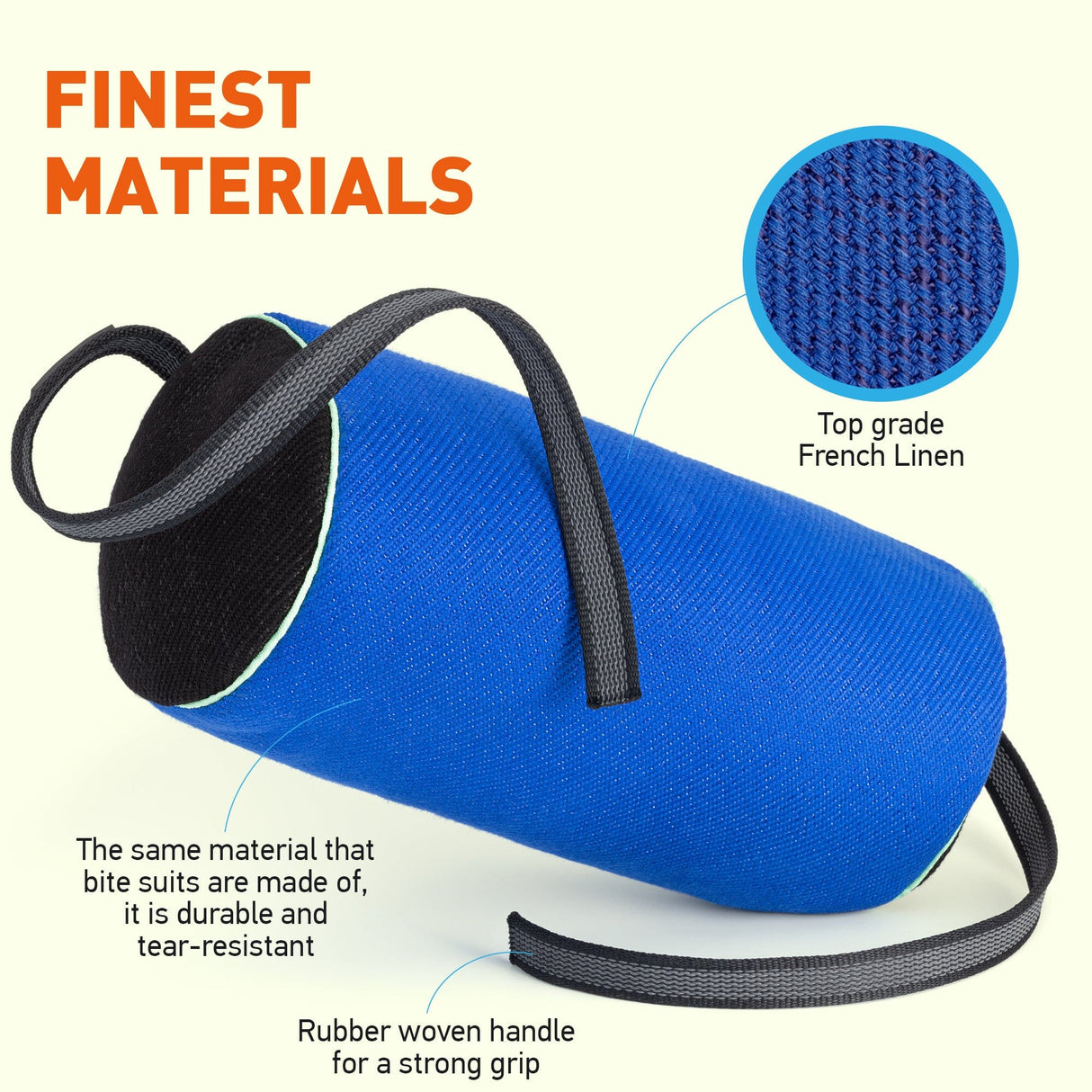 Viper-K9-French-linen-cylinder-round-bite-roll-training-tug-infographic