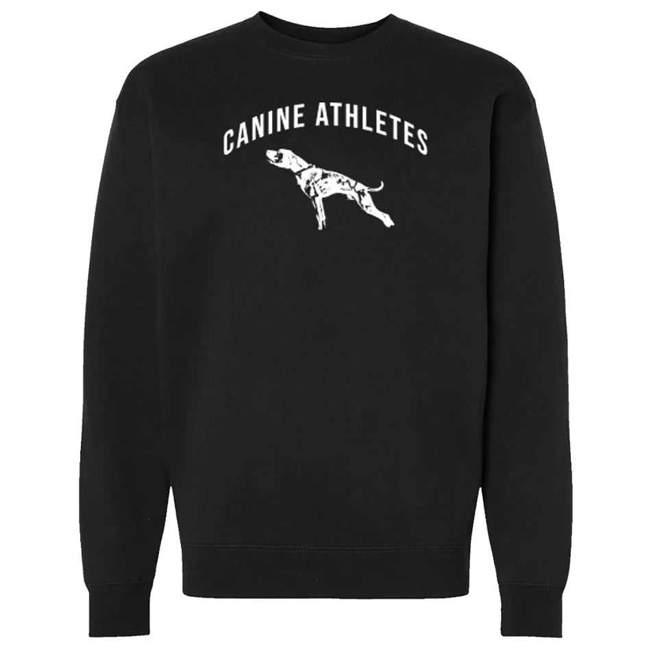 canine athletes varsity arch crew neck sweathshirt black