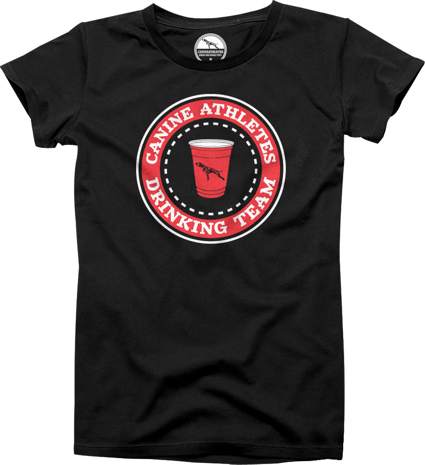 Canine Athletes Drinking Team tee shirt in all black.