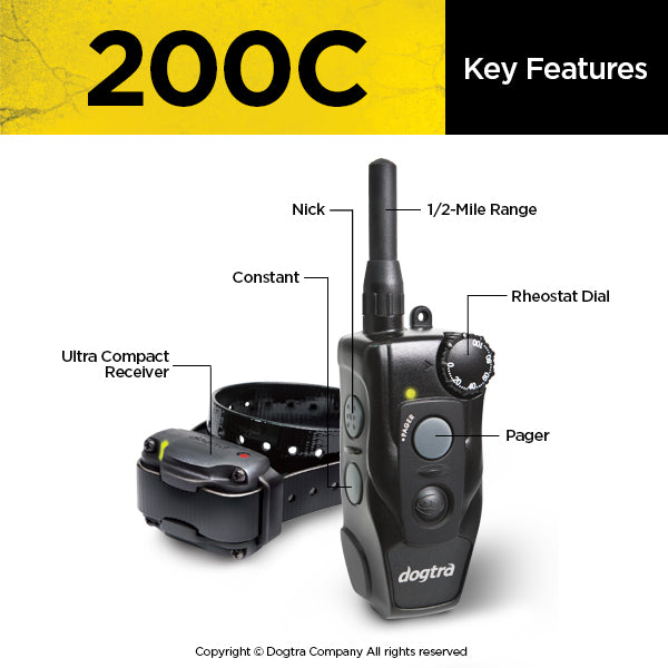 dogtra 200c remote dog training collar infographic