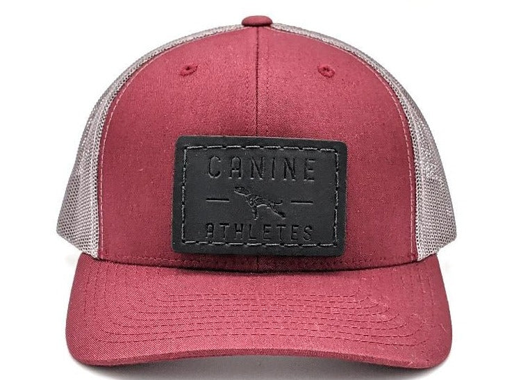 Canine Athletes Maroon/Gray Leather Patch Hat