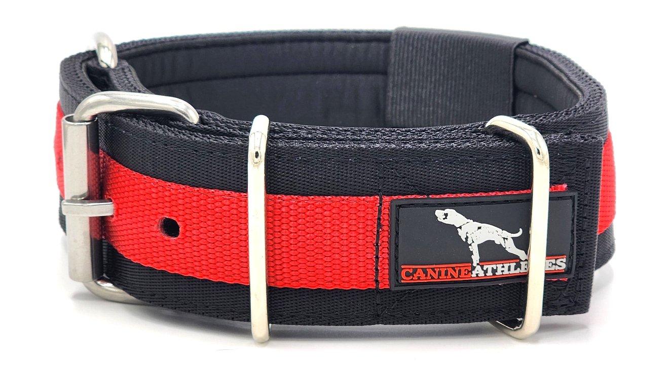 Canine Athletes Black/Red 2" Elite MAX V2 Neoprene Padded Working Dog Collar