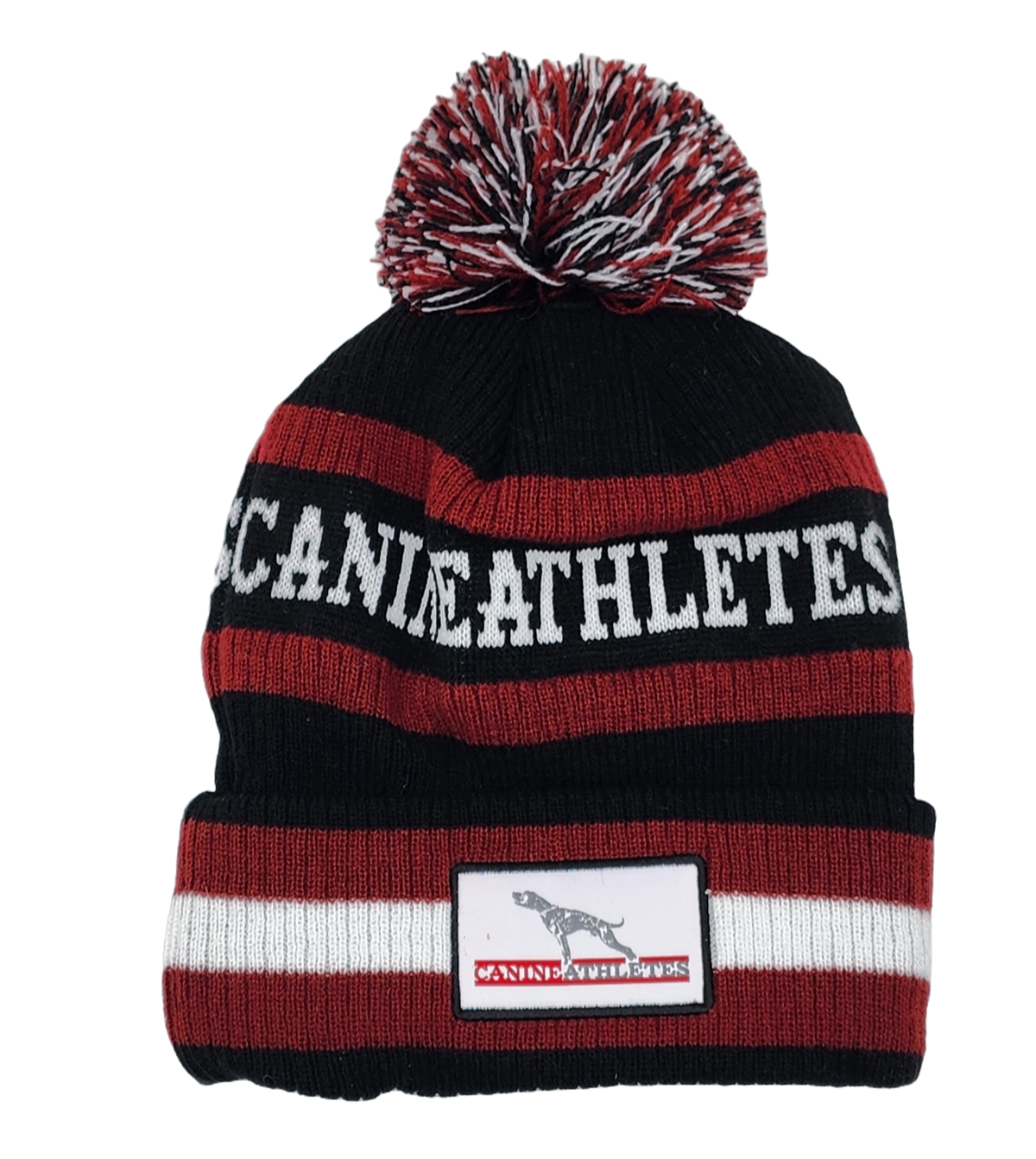 canine-athletes-overtime-winter-pom-knit-beanie-hat-front