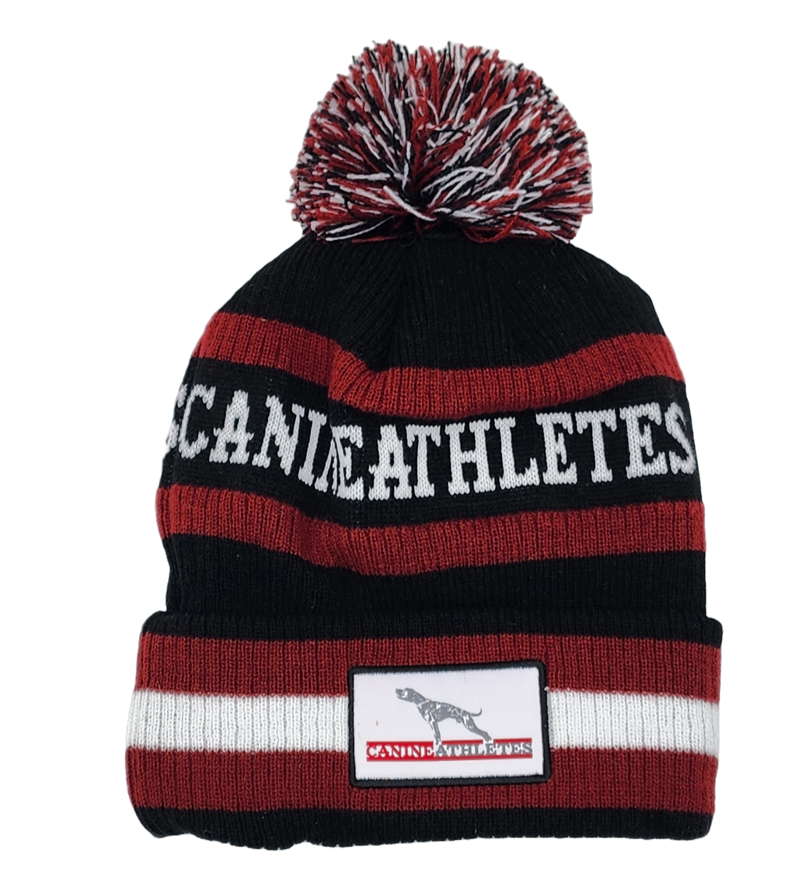 canine-athletes-overtime-winter-pom-knit-beanie-hat-front