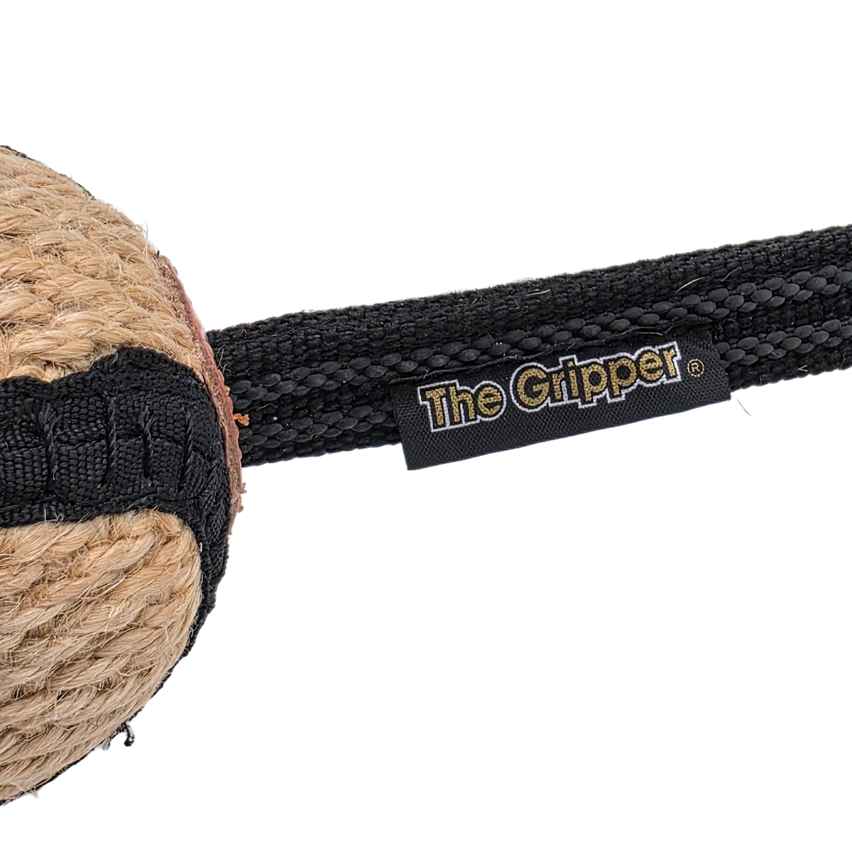 the-gripper-company-jute-ball-reward-toy-bite-training-tug-close-up