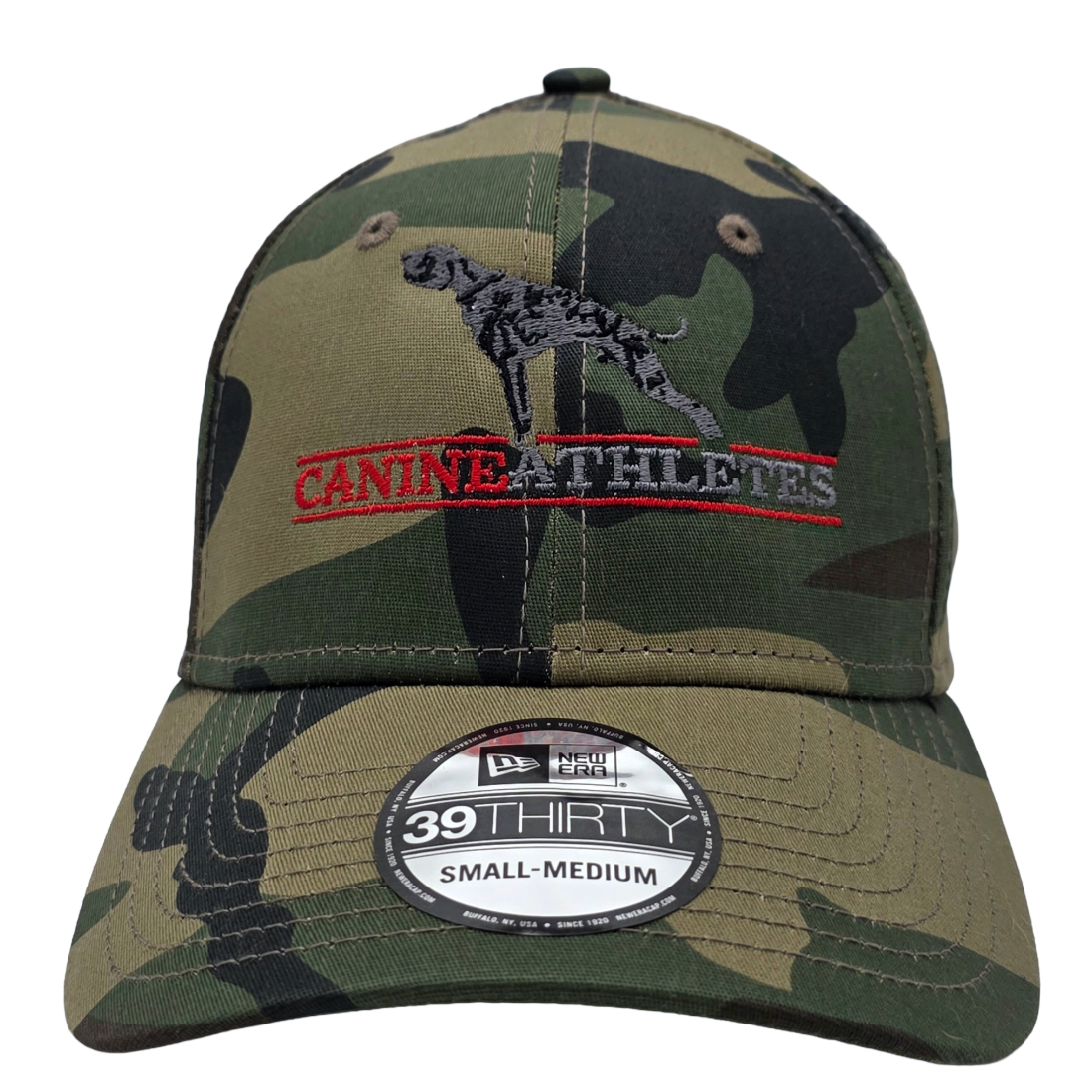 canine-athletes-camo-new-era-fitted-hat-cap-front