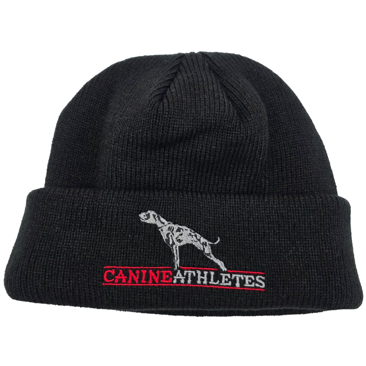 canine athletes black winter hat cuffed knit beanie