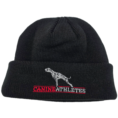 canine athletes black winter hat cuffed knit beanie