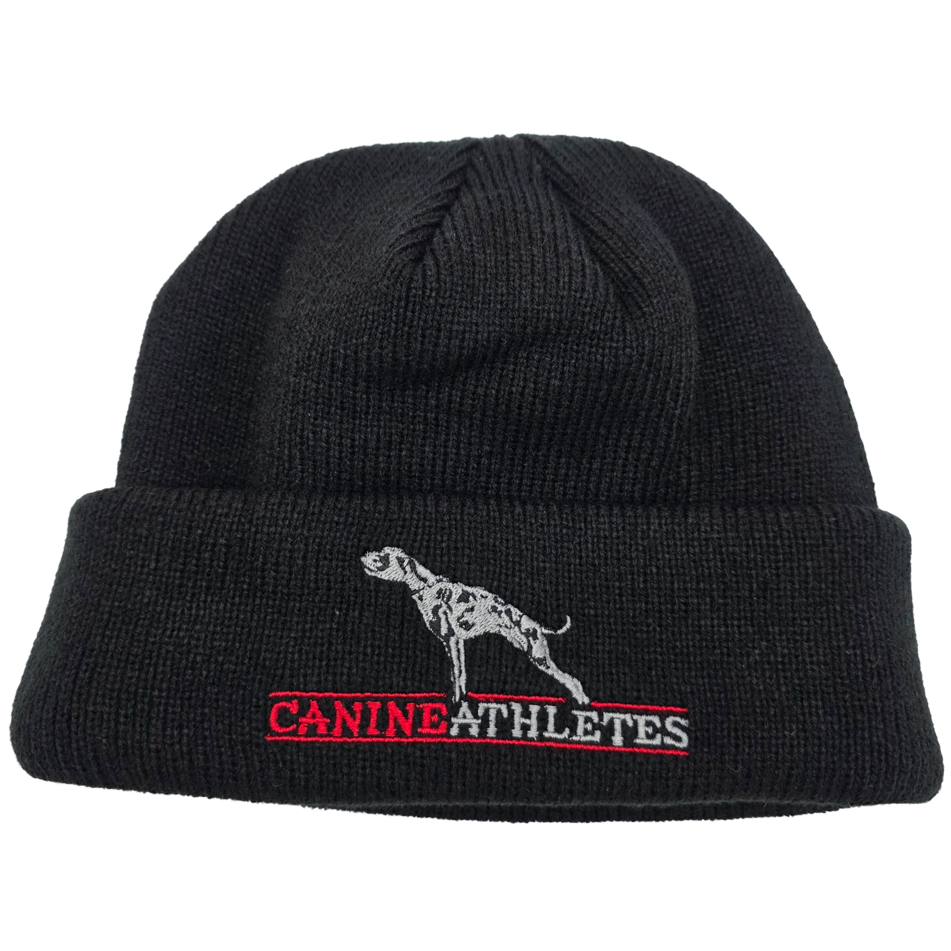 canine athletes black winter hat cuffed knit beanie