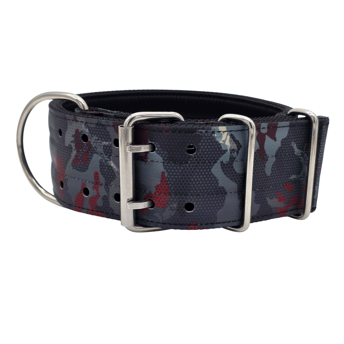 canine athletes elite max x2 comp 2.75 inch wide working dog collar crimson black camo
