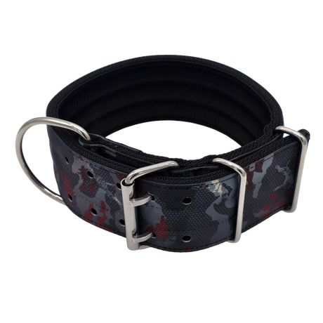canine athletes elite max x2 comp 2.75 inch wide working dog collar black crimson camo above