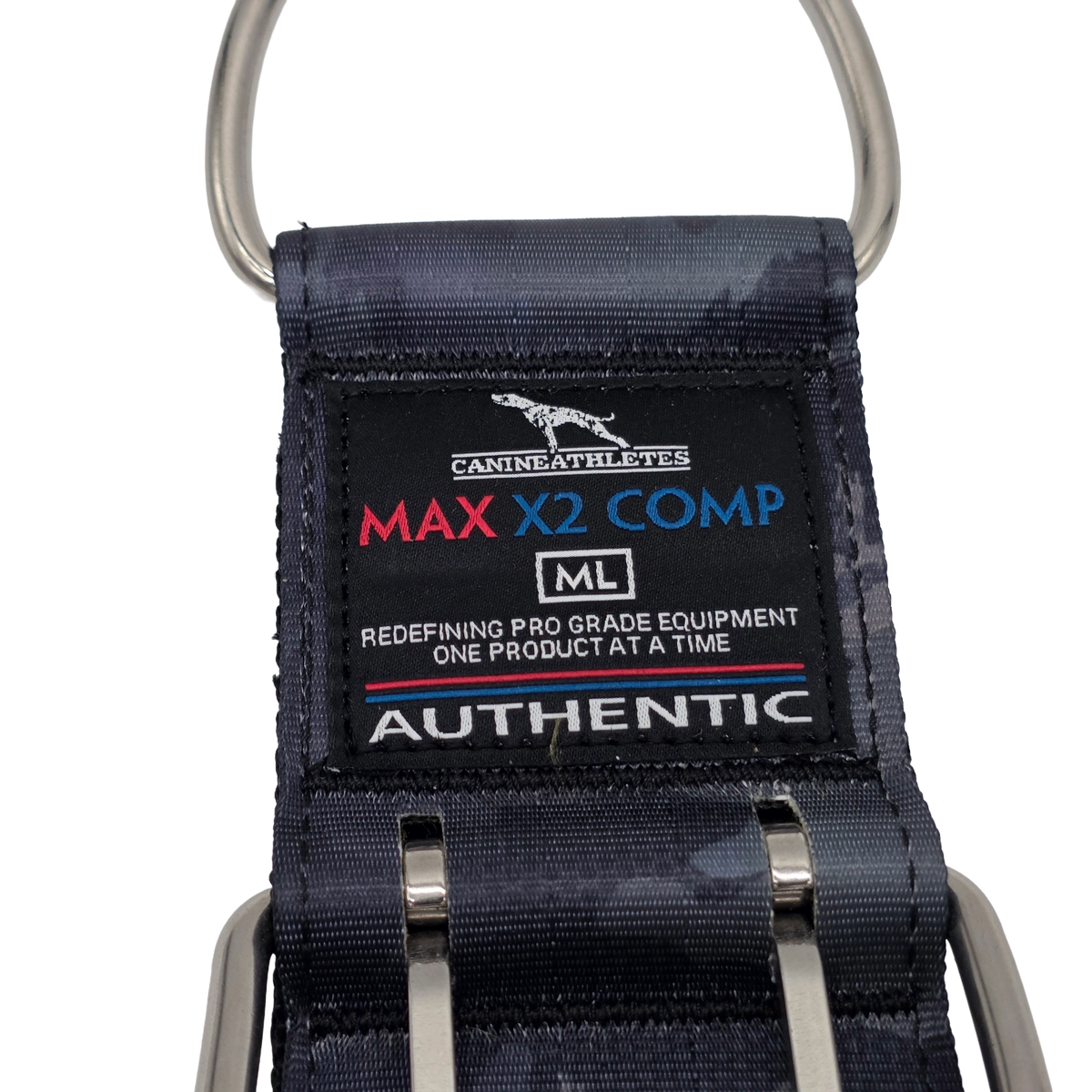 canine athletes elite max x2 comp 2.75 inch wide working dog collar size label