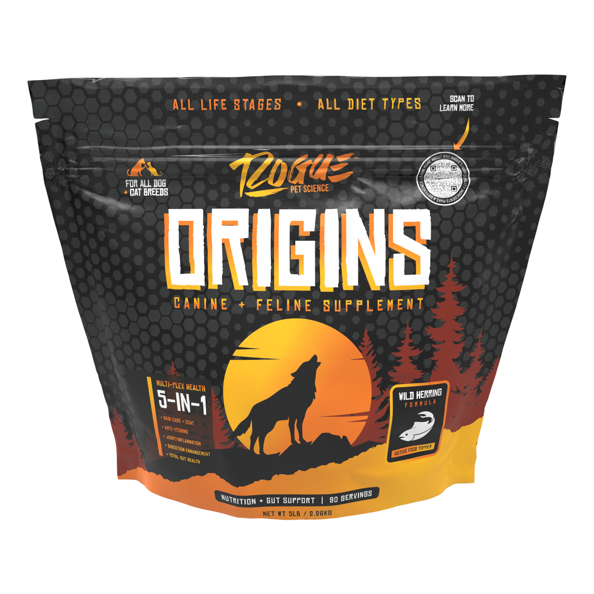 Rogue Pet Science Origins 5-in-1 Digestion & Allergy Nutrition Supplem ...