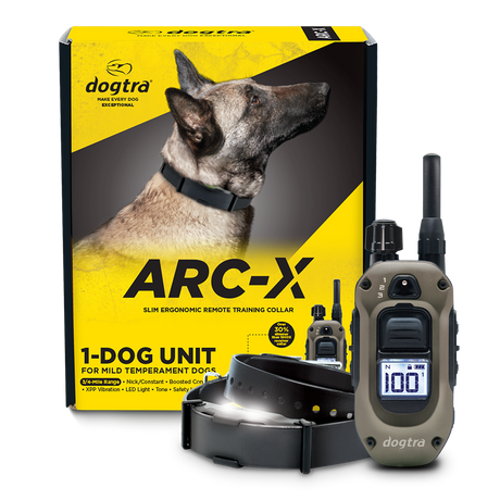 Dogtra ARC-X remote training collar with packaging on a white background