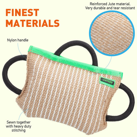 Viper-k9-jute-dog-Bite-pillow-tug-toy-features-benefits