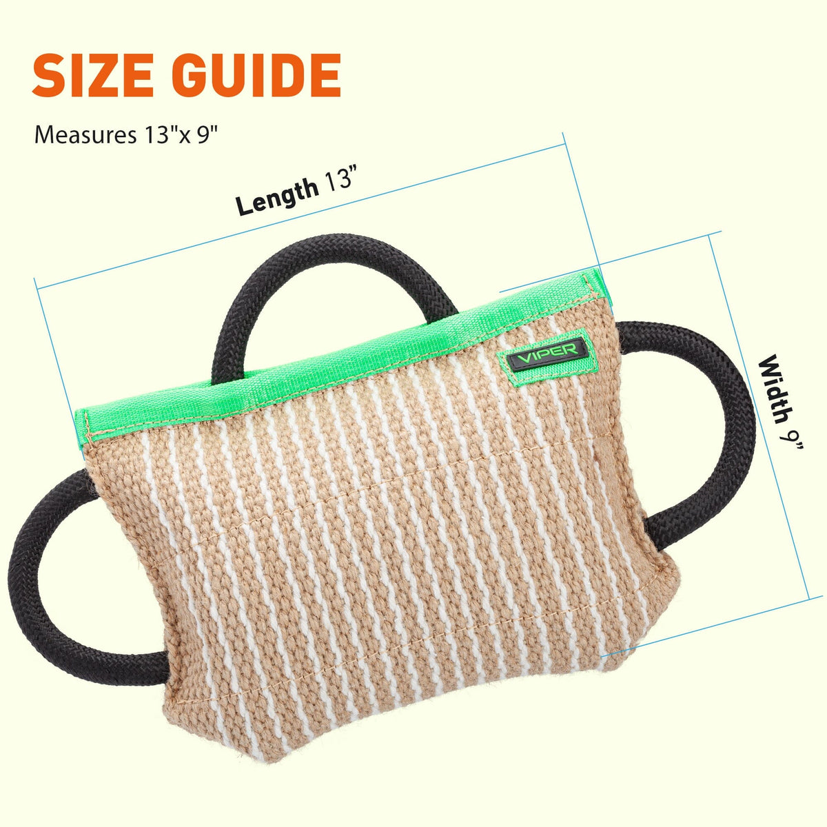 Viper-k9-jute-dog-Bite-pillow-tug-toy-size-chart