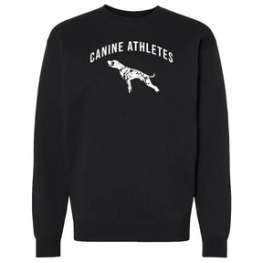 canine athletes varsity arch crew neck sweathshirt black