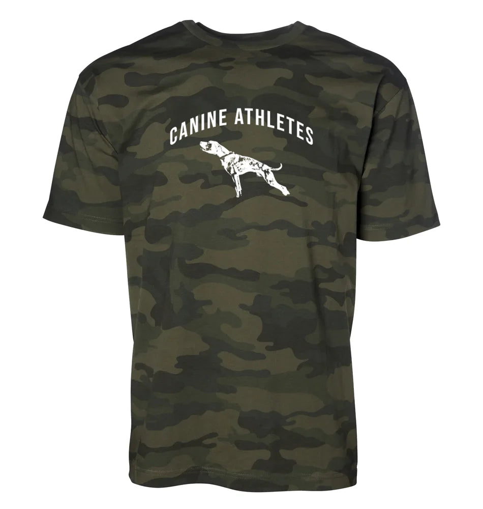 canine athletes varsity arch camo t-shirt