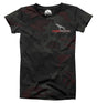 canine athletes black performance t-shirt with red camouflage pattern and 'Canine Athletes' front