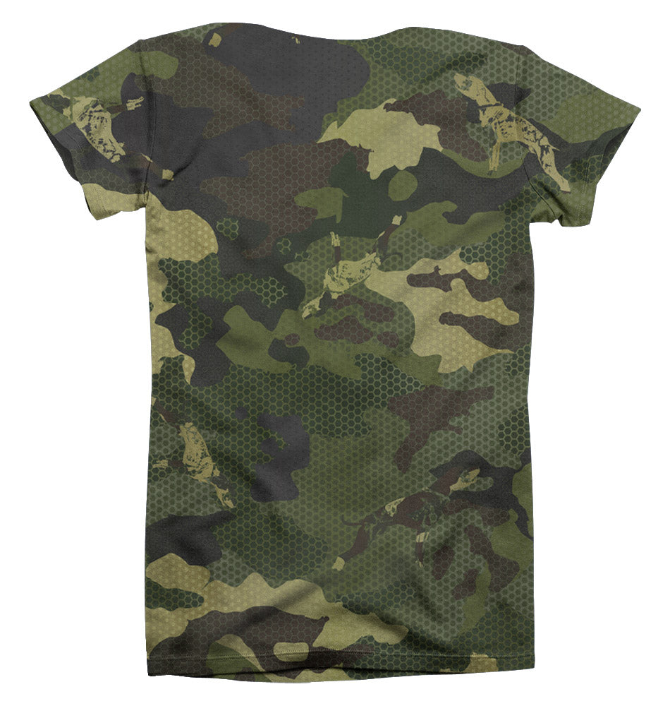 canine athletes pit bull dog green camouflage performance t-shirt back