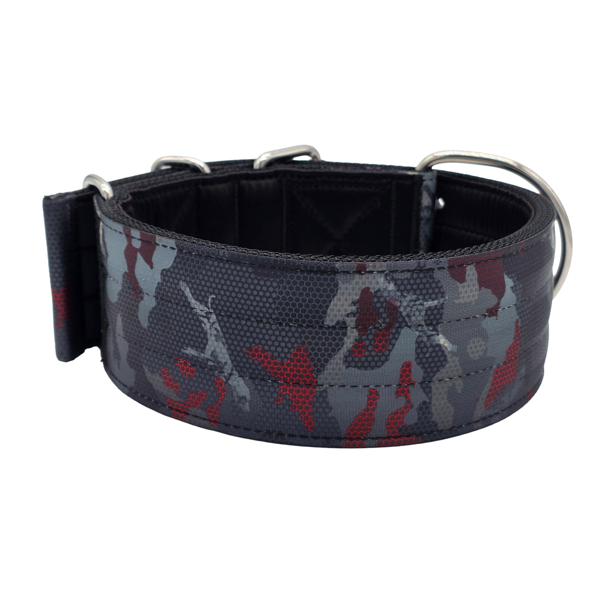 canine athletes elite max x2 comp 2.75 inch wide working dog collar black crimson camo back