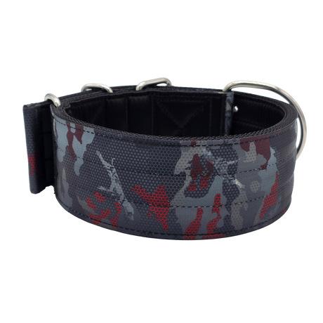 canine athletes elite max x2 comp 2.75 inch wide working dog collar black crimson camo back