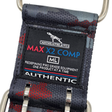 canine athletes elite max x2 comp 2.75 inch wide working dog collar closeup label
