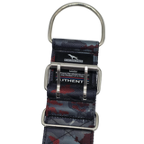 canine athletes elite max x2 comp 2.75 inch wide working dog collar black crimson camo double pin buckle