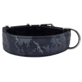 canine athletes 1.75" wide heavy duty  double pin padded working dog collar black crimson camo back view