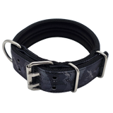 canine athletes 1.75" wide heavy duty  double pin padded working dog collar black crimson camo above view
