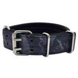 canine athletes 1.75" wide heavy duty  double pin padded working dog collar black camo