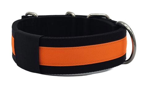 Canine Athletes 2" Pro-HD Heavy Duty Working Dog Collar Black Orange Back 1