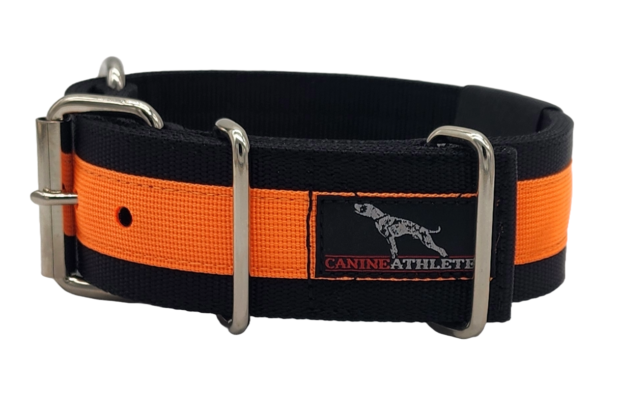 Canine Athletes 2" Pro-HD Heavy Duty Working Dog Collar Black Orange