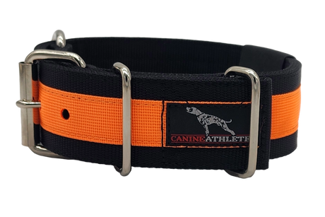 Canine Athletes 2" Pro-HD Heavy Duty Working Dog Collar Black Orange