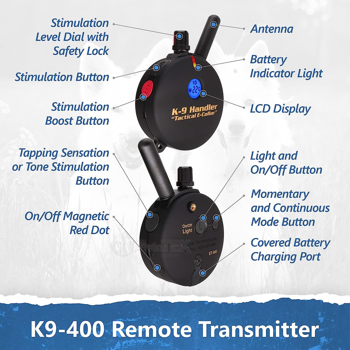 ECollar Technologies K9800 Tactical Remote Dog Training Collar
