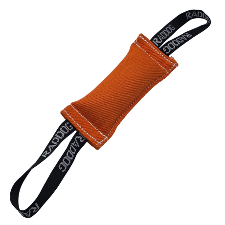 Raddog Dual Handle Nyclot French Linen Dog Bite Tug Training Toy Orange
