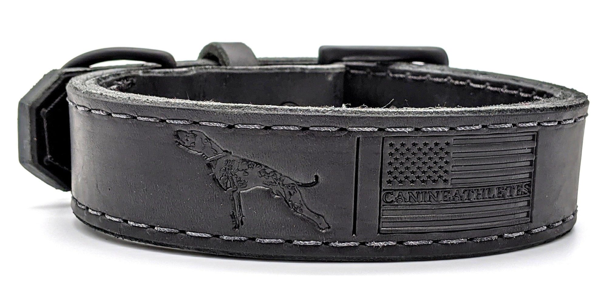 Canine Athletes x TGR Black Leather Agitation Dog Collar