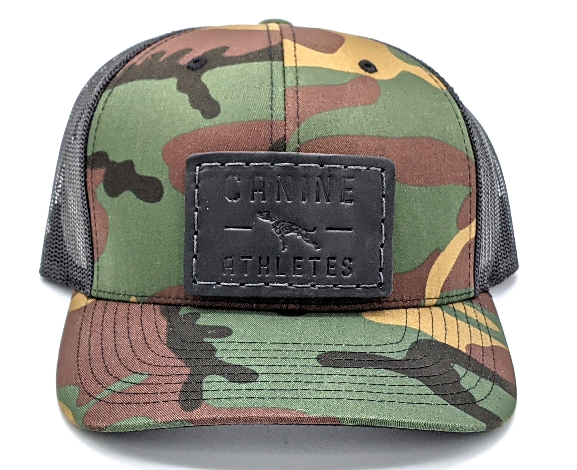 Canine Athletes x TGR Leather Patch Woodland Camo Snapback Trucker Hat