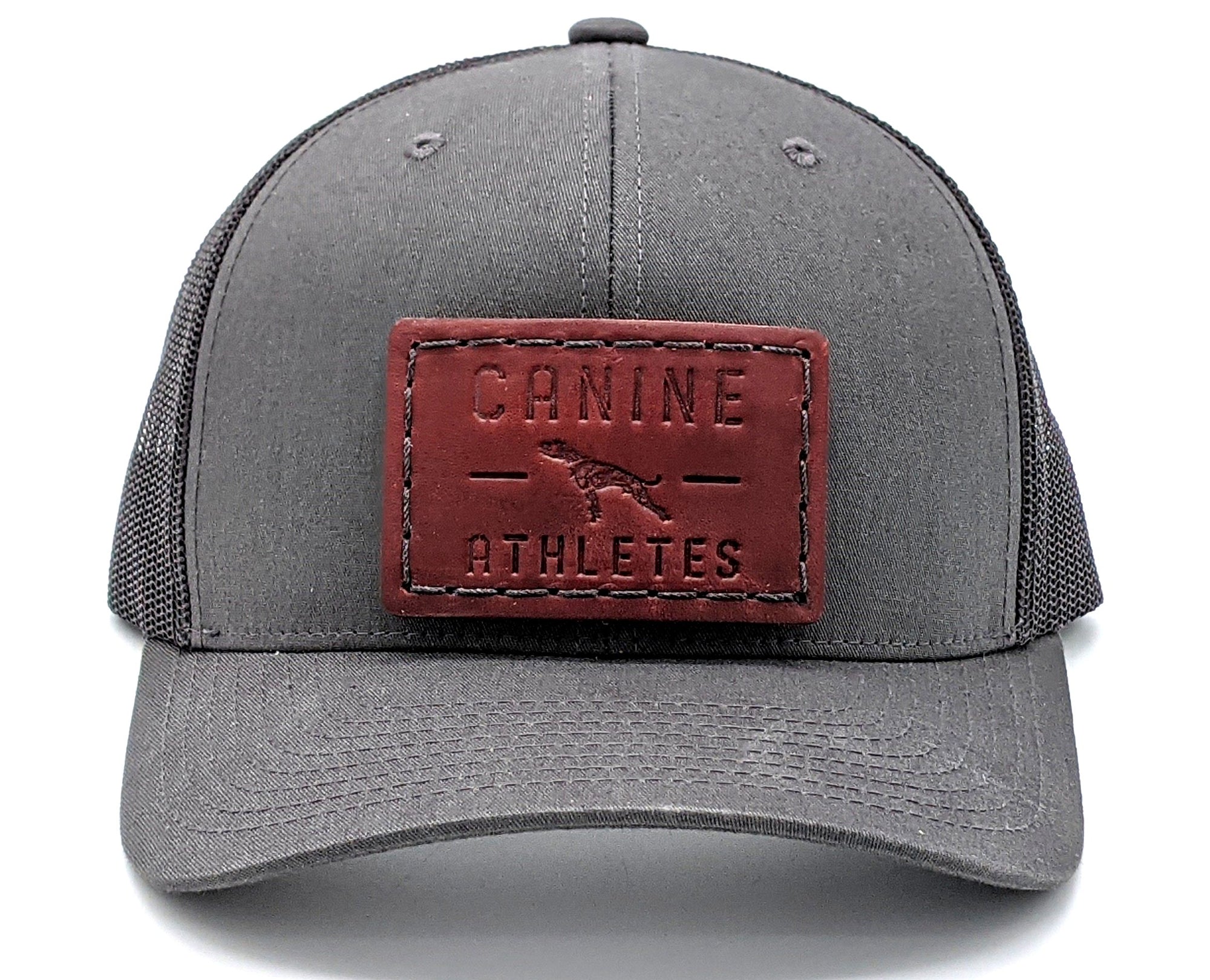 Canine Athletes x TGR Leather Patch Charcoal/Black Snapback Trucker Hat